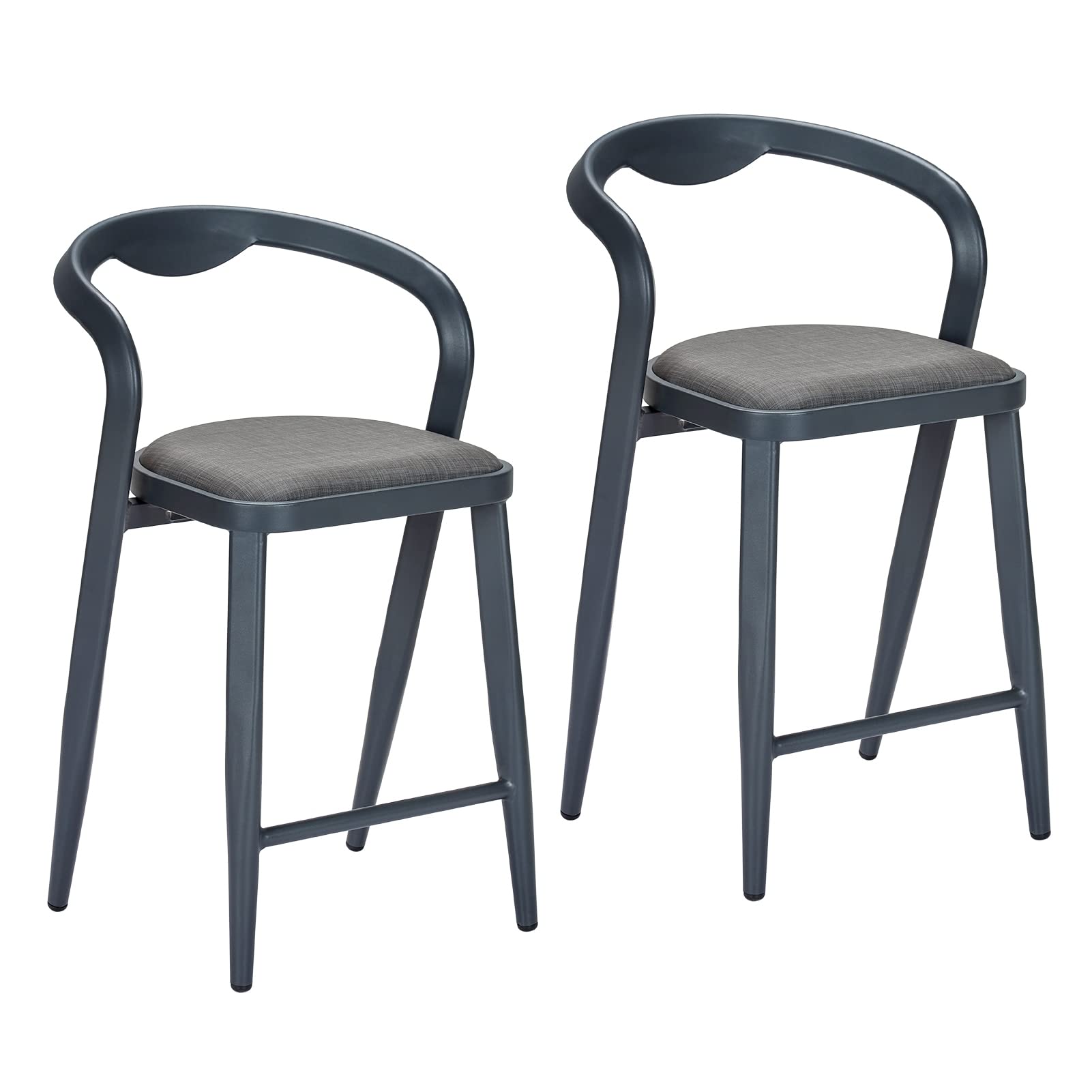 Front. Homhougo - Outdoor Counter Height Bar Stools Chairs Set of 2 - Gray.