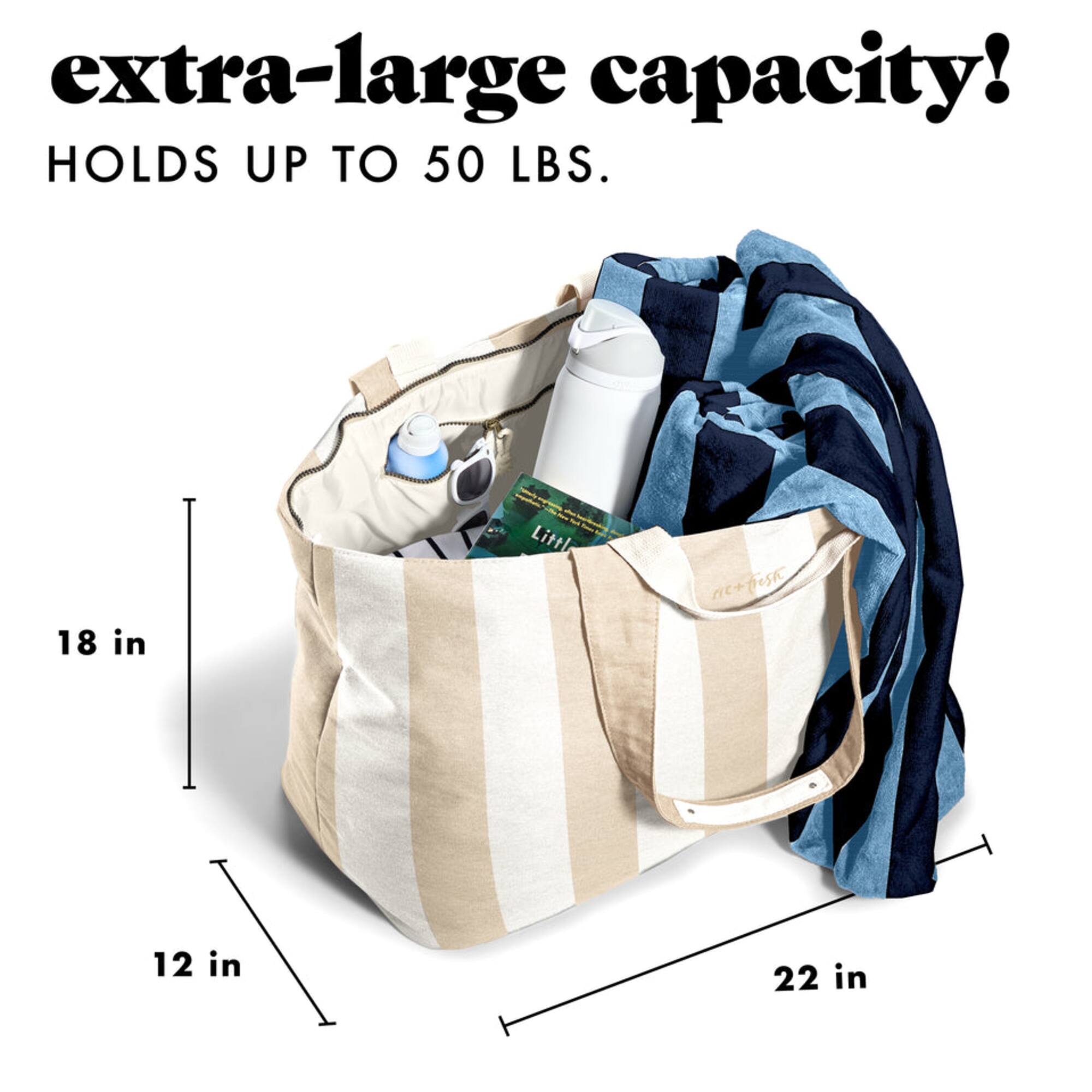 extra-large capacity!  
HOLDS UP TO 50 LBS.  
18 in  
12 in  
22 in