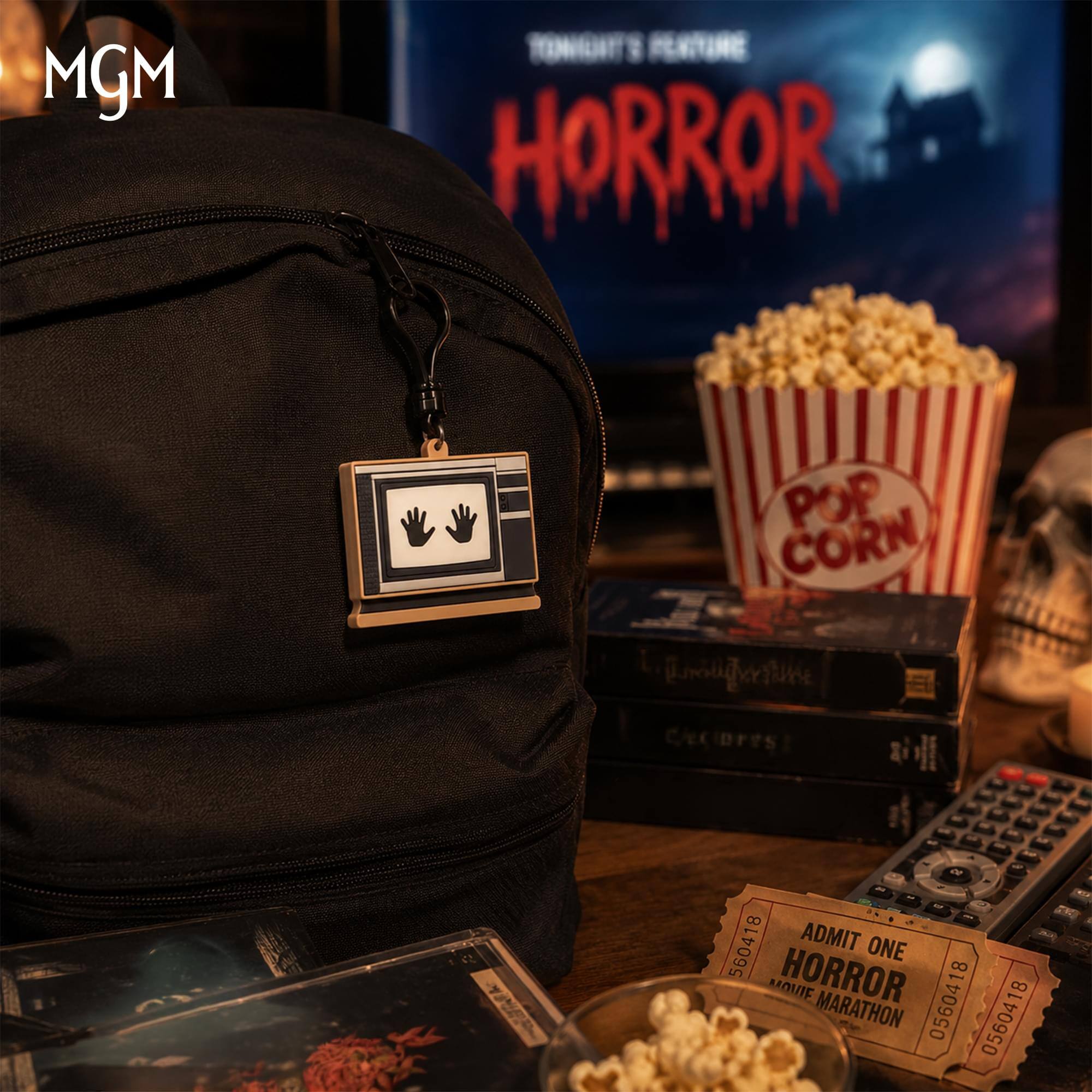 MGM  
TENTATT PENTRE HORROR  
POP CORN  
Emalighortine Ccciprts!  
De 4 560418  
ADMIT ONE MOVIE HORROR 0560418  
MARATHON 0560418
