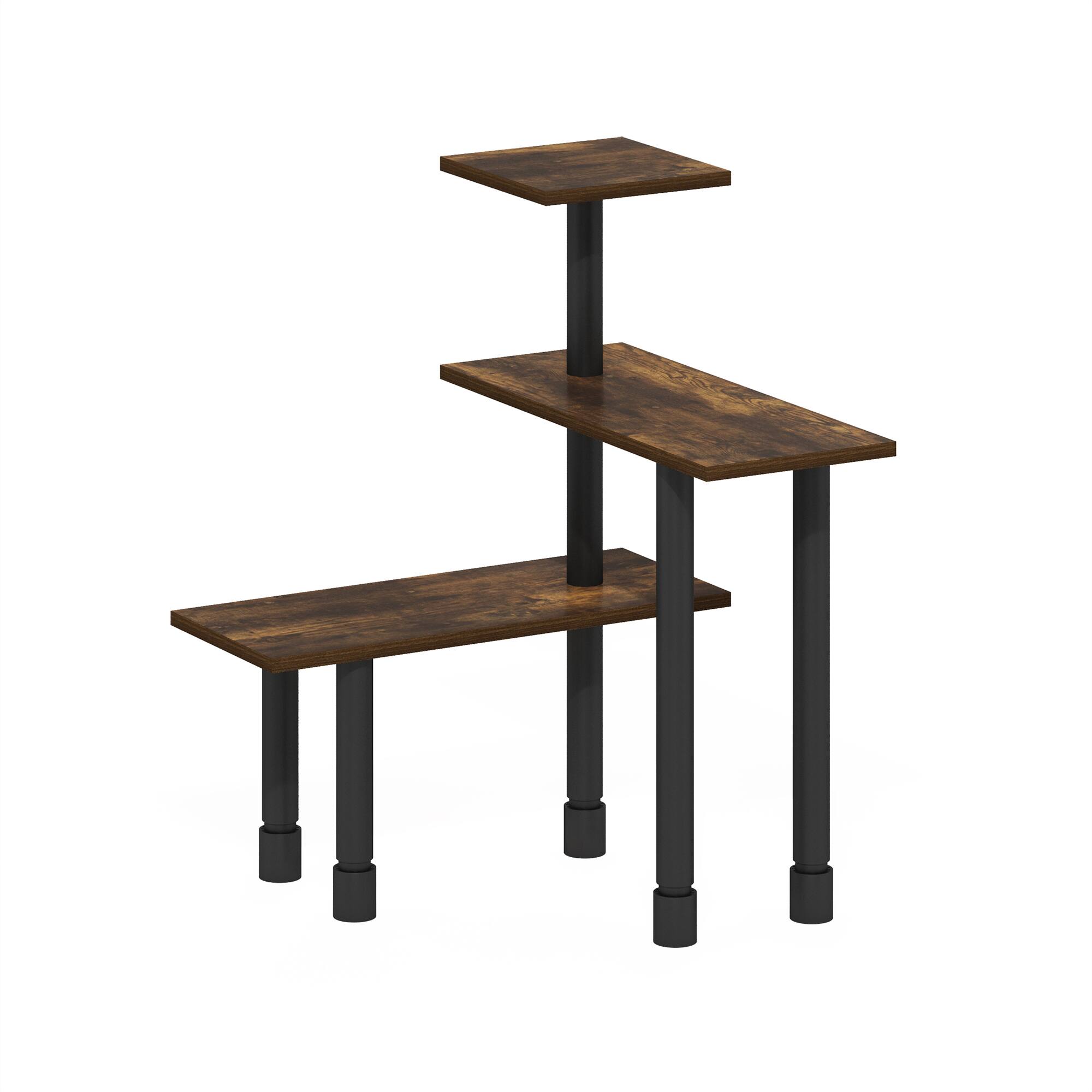 Alt View 2. Furinno - TURN-N-TUBE Corner Shelf, Organizers and Accessories, Adjustable Desk Shelf, for Small Spaces, Home Office, Bathroom - Amber Pine/Black.