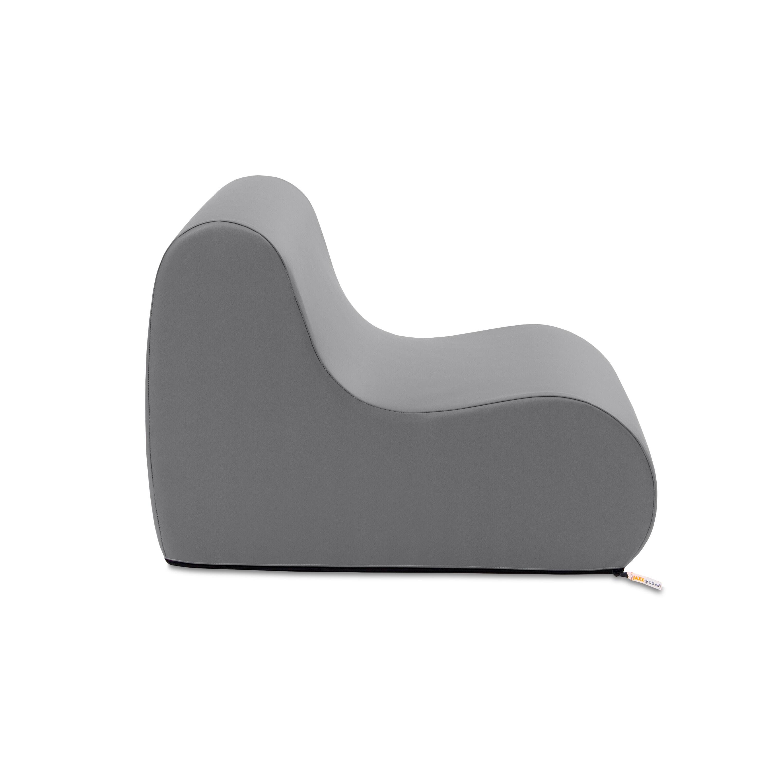 Angle. Jaxx - Jaxx Midtown Small Classroom Soft Foam Chair - Premium Vinyl Cover, Charcoal - Charcoal.