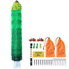 VEVOR - Electric Fence Netting, 48" H x 168' L, PE Net Fencing Kit with Posts & Double-Spiked Stakes, Utility Portable Mesh - Green