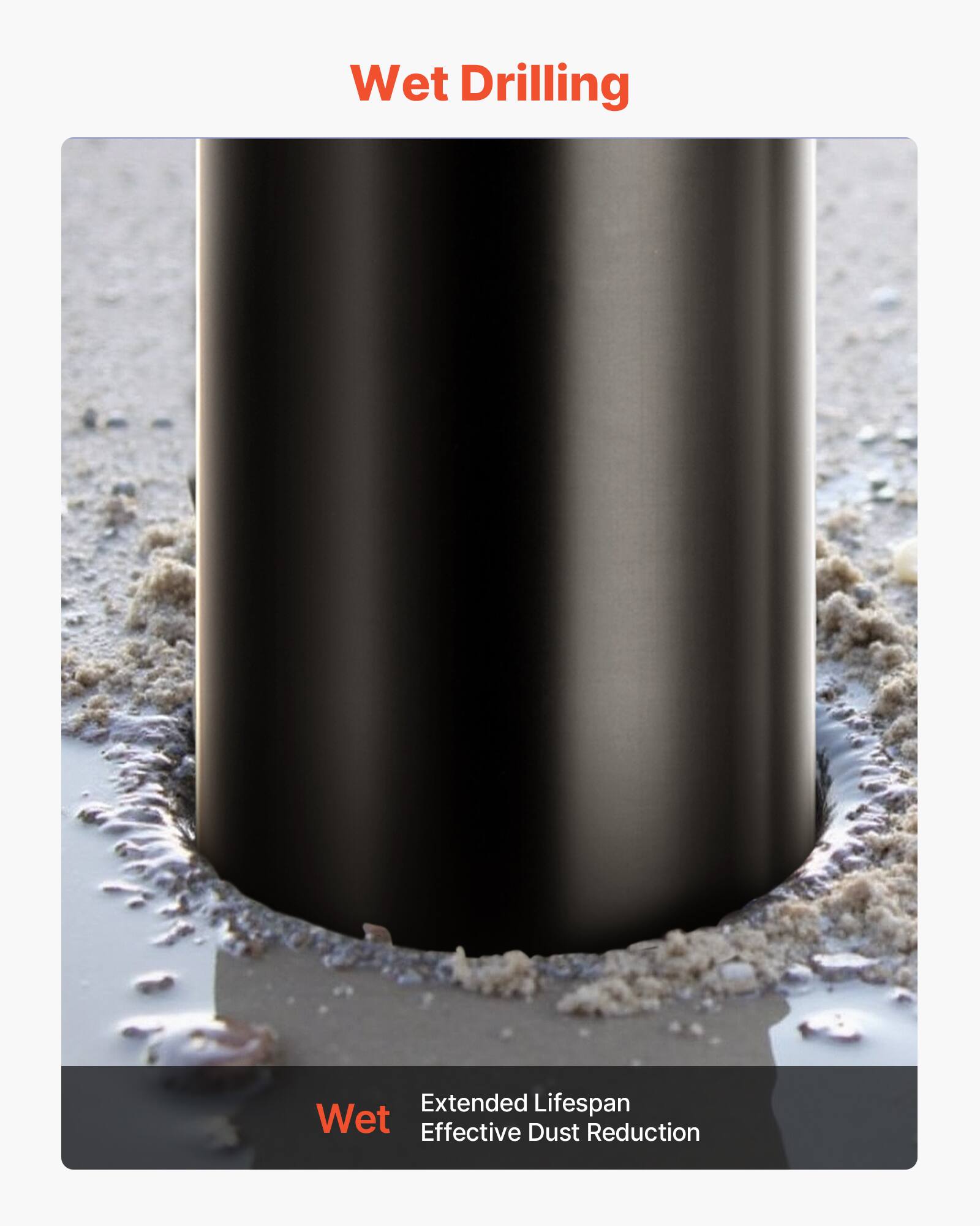 Wet Drilling

Extended Lifespan  
Effective Dust Reduction