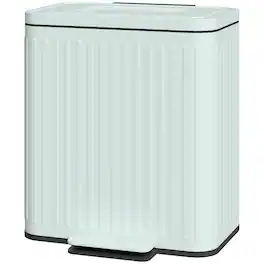 Homcom - Trash Can with Lid, 2 x 5.3Gal Double Step-On Kitchen Trash Can with Rubbish Bags, Removable Buckets - Light Green