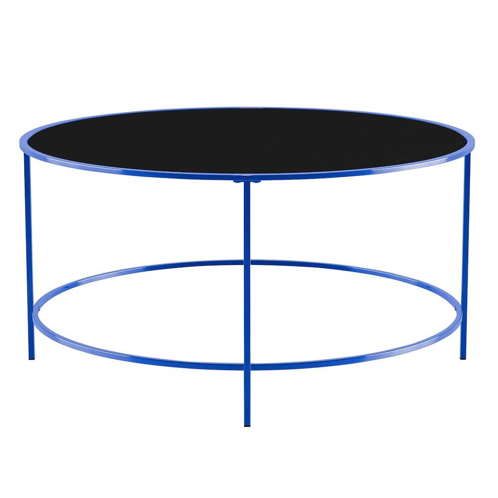 Alt View 1. Furniture of America - Rockbel Contemporary Glass Top Round Coffee Table - Blue.