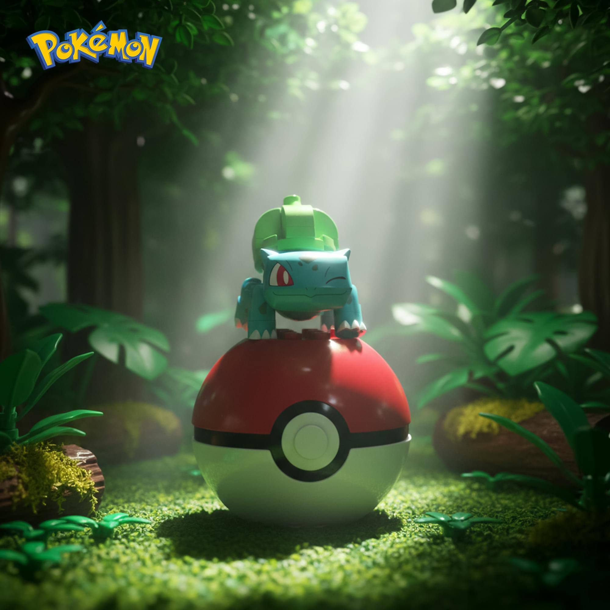 Alt View 3. Mattel - Pokemon Mega Construx Poke Ball 30-Piece Building Set | Bulbasaur - Blue.