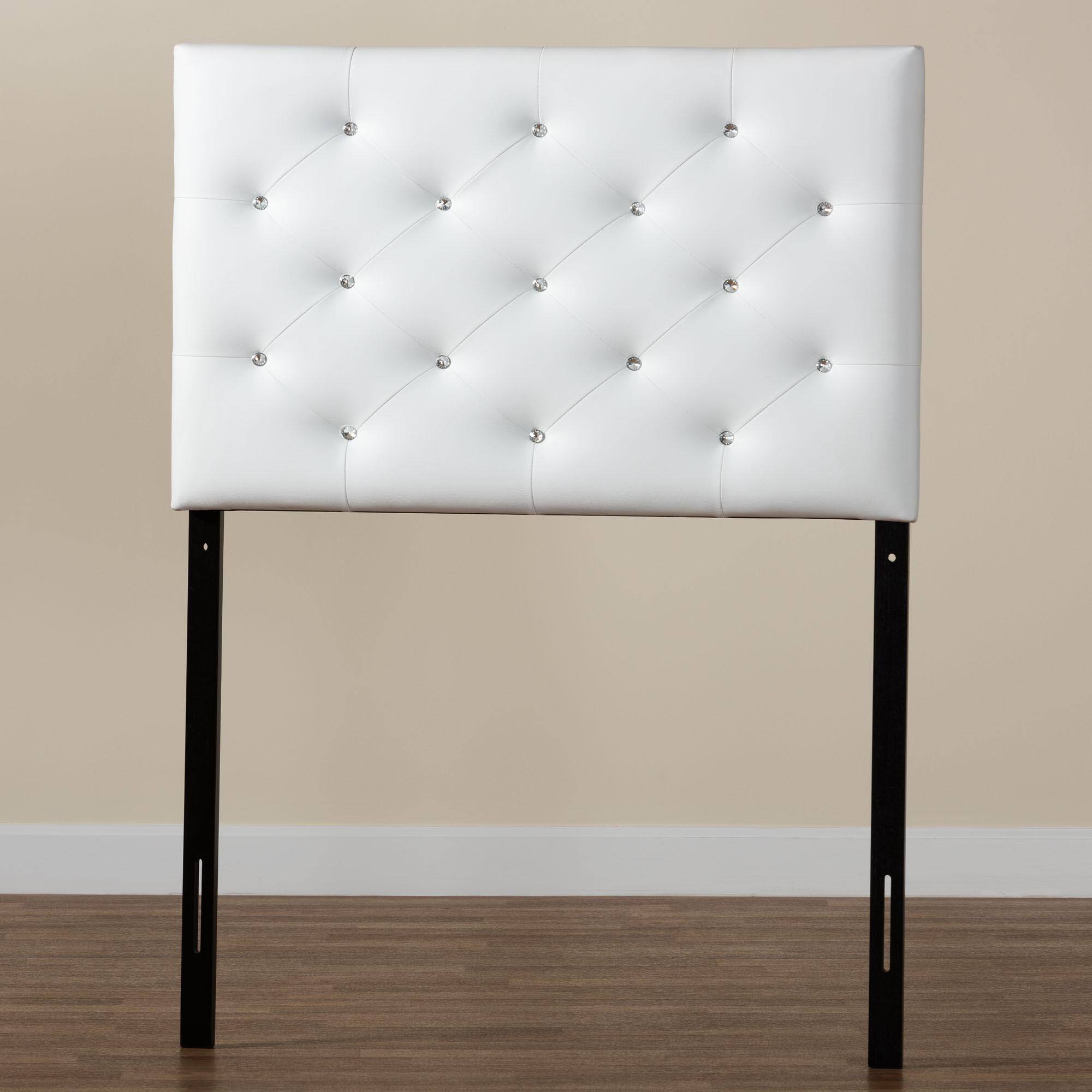Alt View 1. Baxton Studio - Viviana Modern and Contemporary Faux Leather Upholstered Button-Tufted Twin Size Headboard - White.