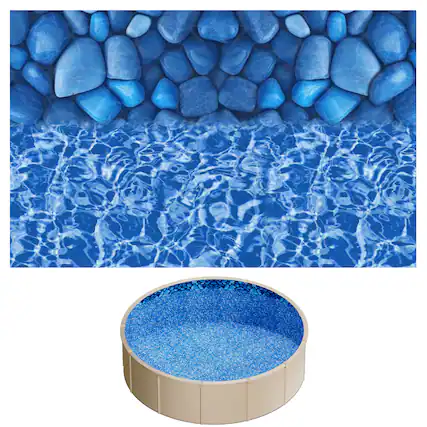 Front. VEVOR - 15ft Pool Liner, Round Overlap Swimming Pool Liner for 54 in Wall Height, Premium Vinyl, Easy Install - Boulder Swirl.