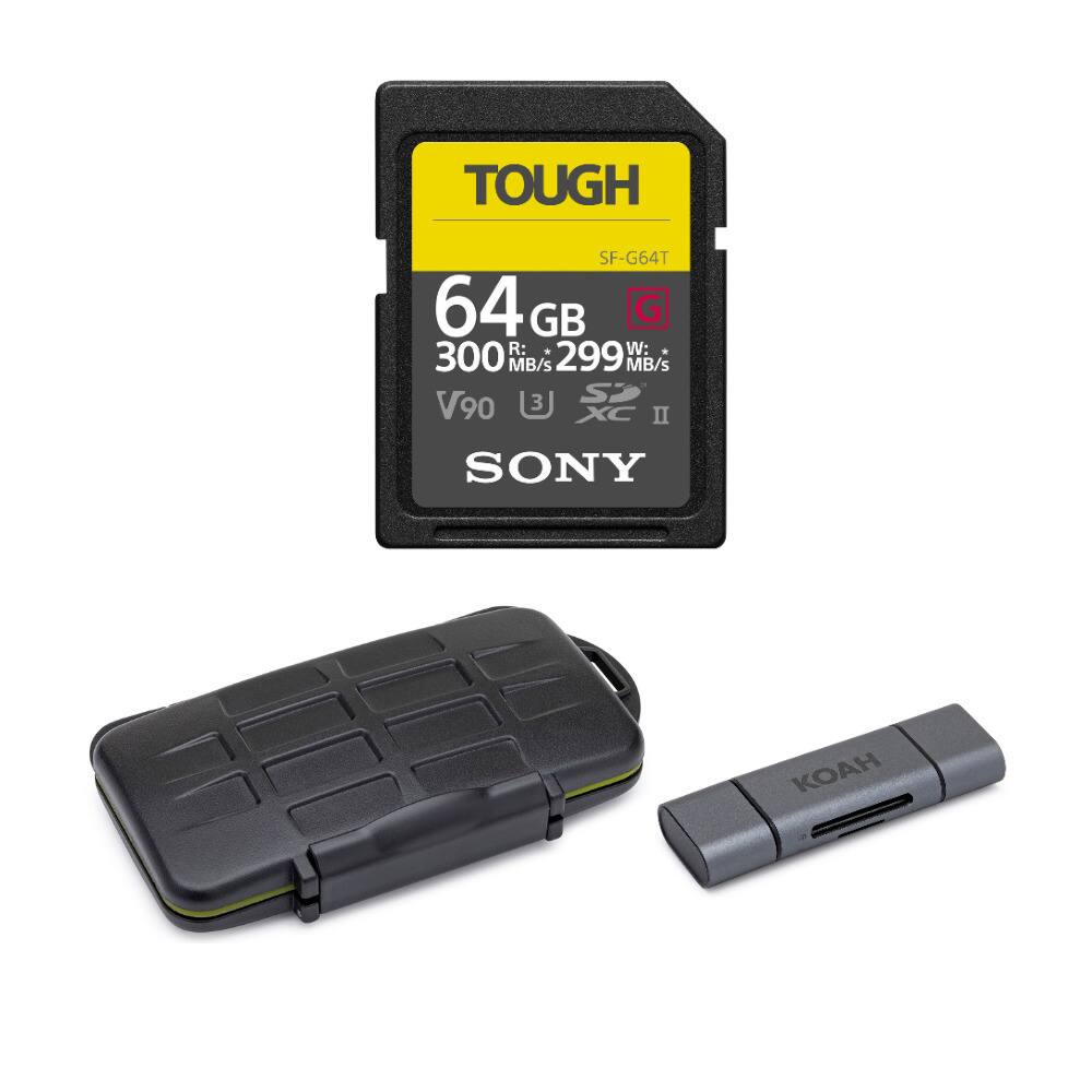 Sony - TOUGH-G series 64GB SDXC UHS-II Card with Memory Card Carrying Case Bundle