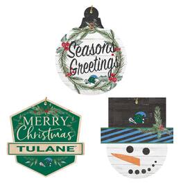 Jardine - Tulane Green Wave Ornament Bundle - White