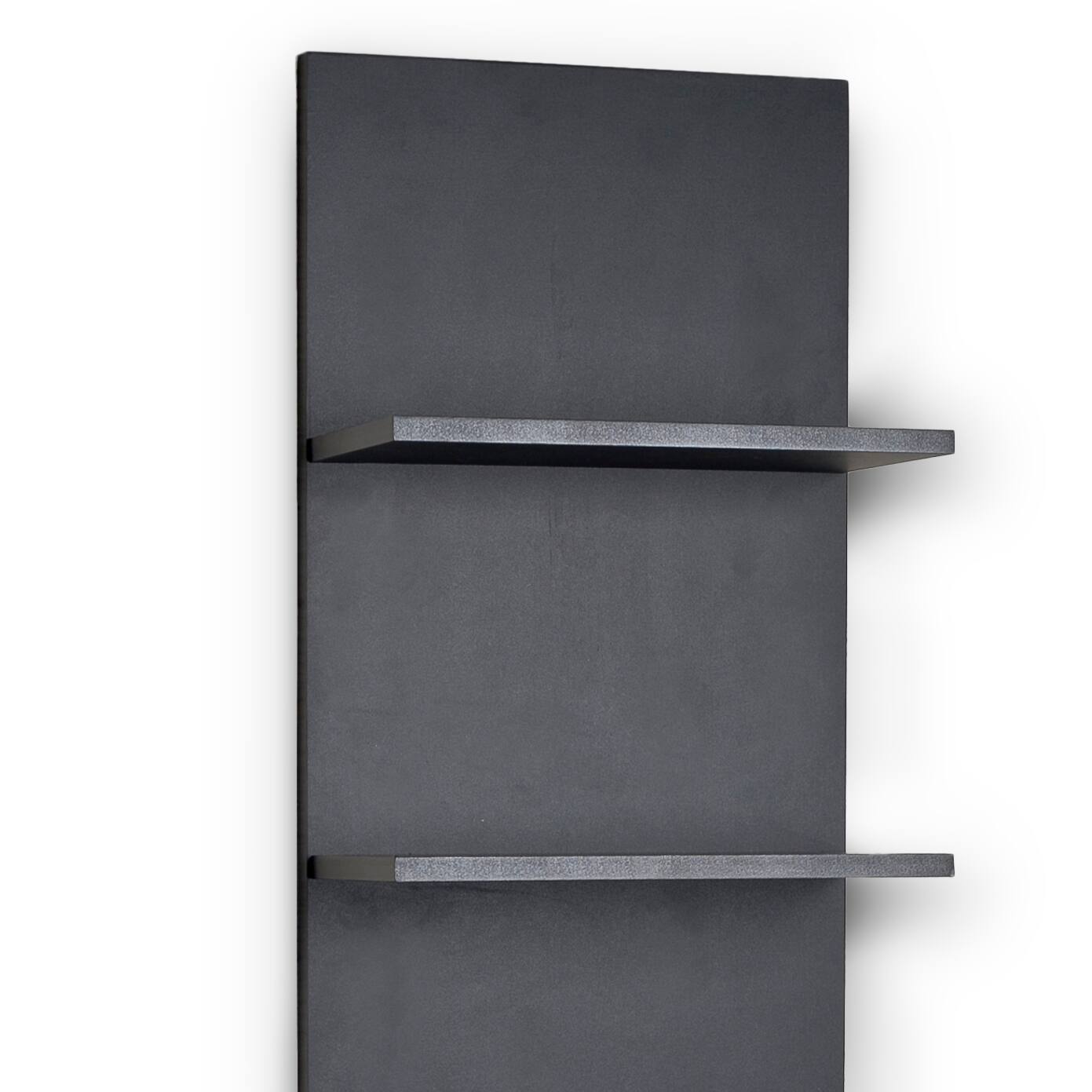Back. Danya B - Five Tier Wide Column Wall Shelf - Black - Black.