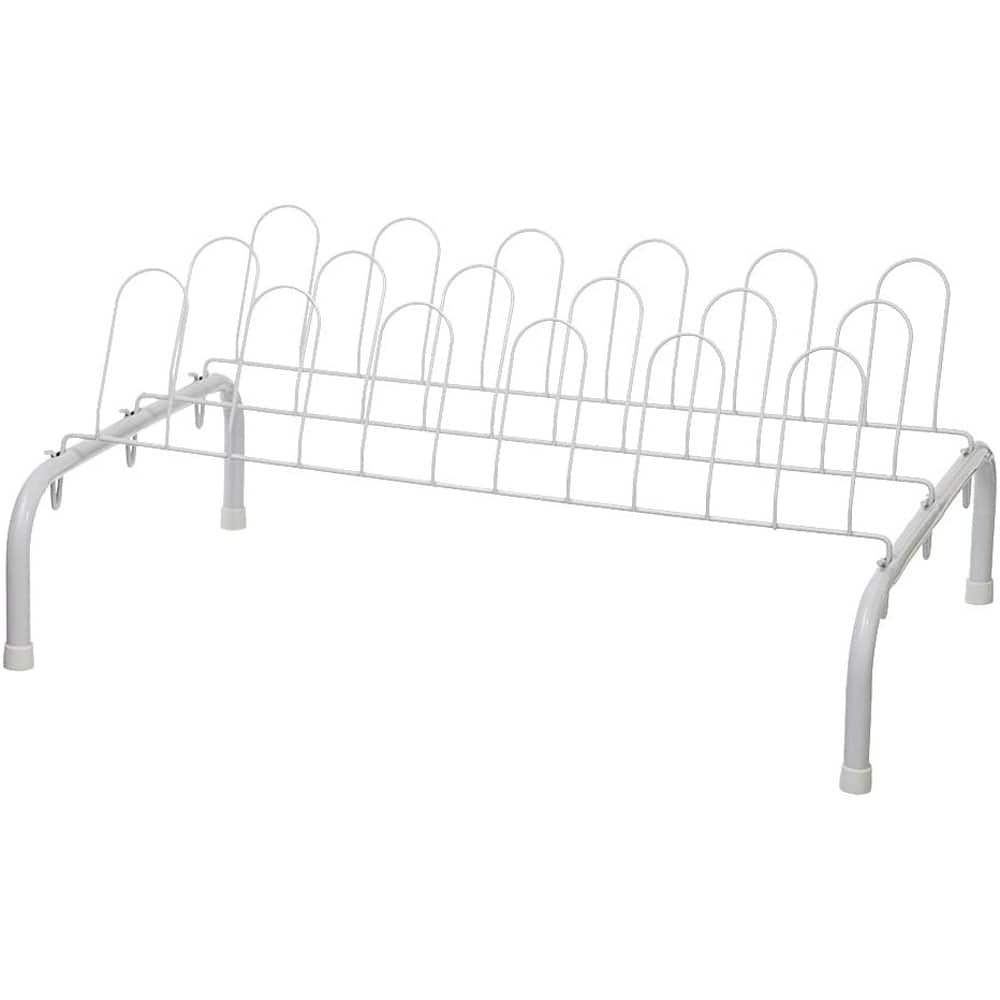 ClosetMaid - 1039 Lightweight 9 Pair Freestanding Wire Shoe Rack Organizer - White