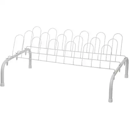 Front. ClosetMaid - ClosetMaid 1039 Lightweight 9 Pair Freestanding Wire Shoe Rack Organizer, White - White.