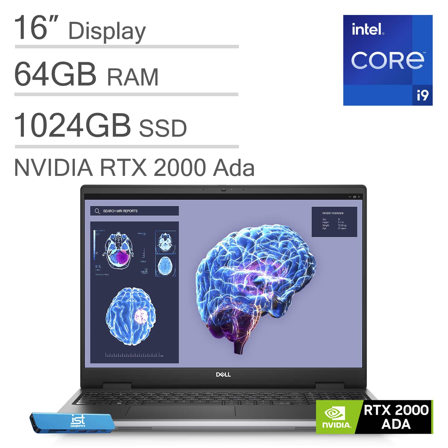 Dell - Precision 7680 16" FHD+ Workstation Laptop - Precision 7 - NVIDIA RTX 2000Ada - i9-13950HX - 64GB RAM/1TB SSD - Win11Pro - Aluminum Titan Grey