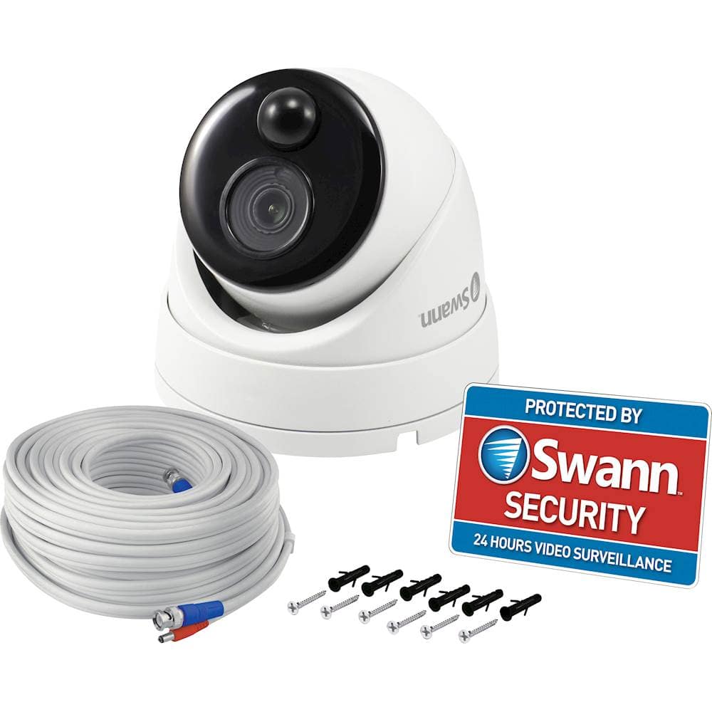 Swann Indoor/Outdoor 1080p Wired Dome Surveillance Camera White  SWPRO-1080MSD-US - Best Buy