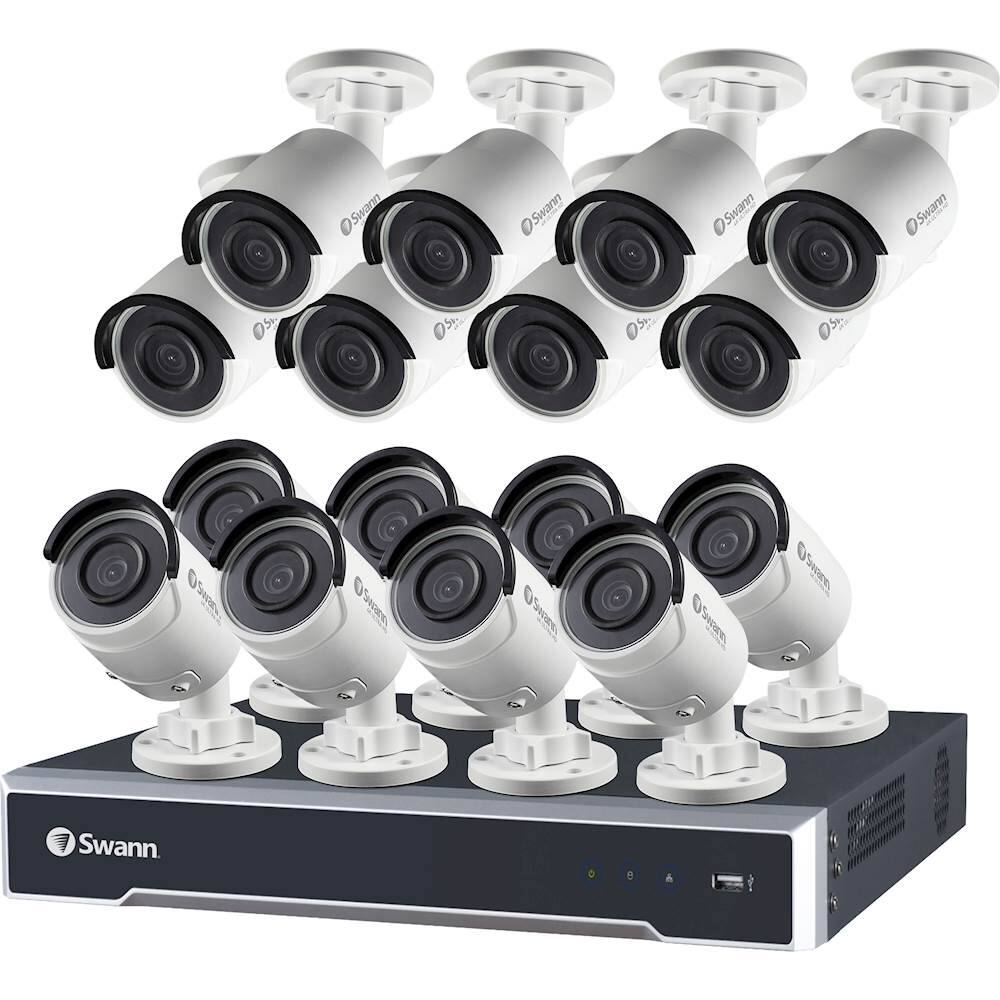 Swann - 24-Channel, 16-Camera Indoor/Outdoor Wired 4TB DVR Surveillance System - Larger Front
