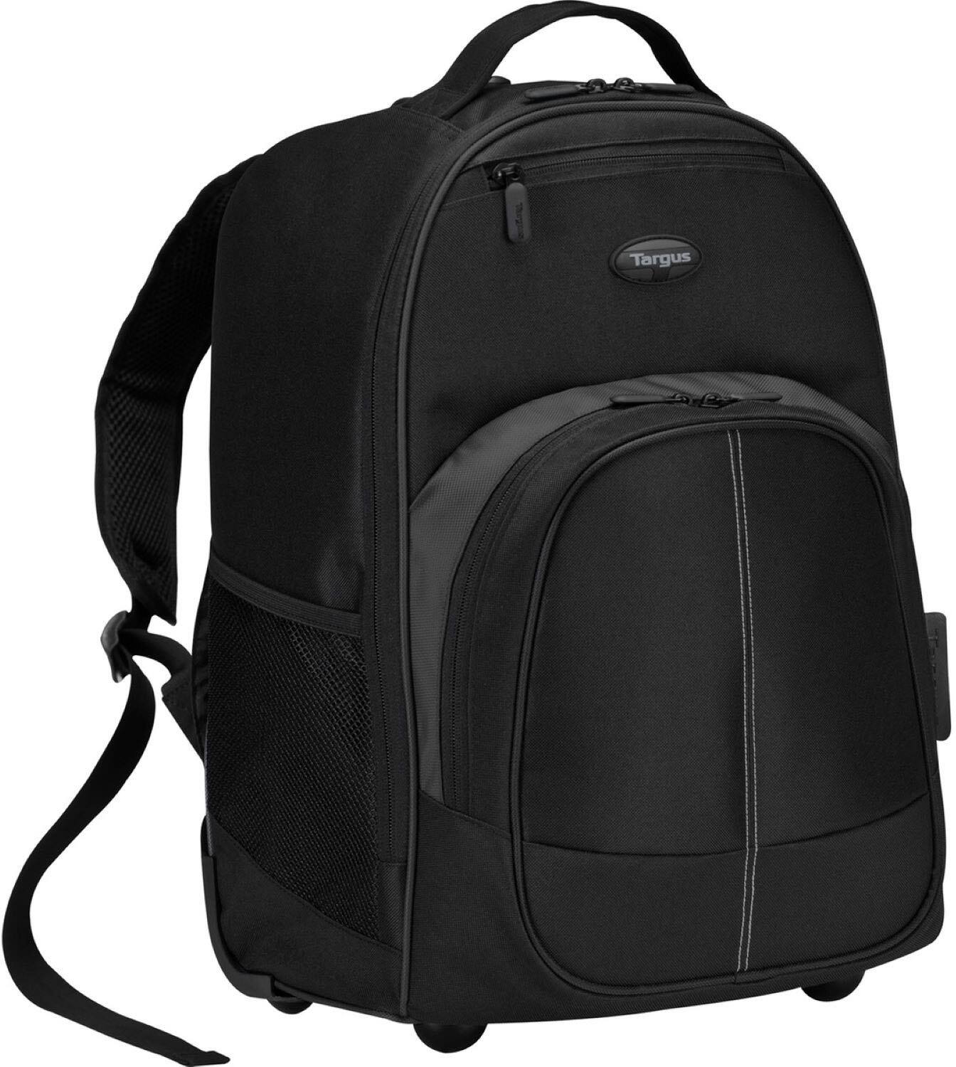Left. Targus - 16” Compact Rolling Backpack - Black.
