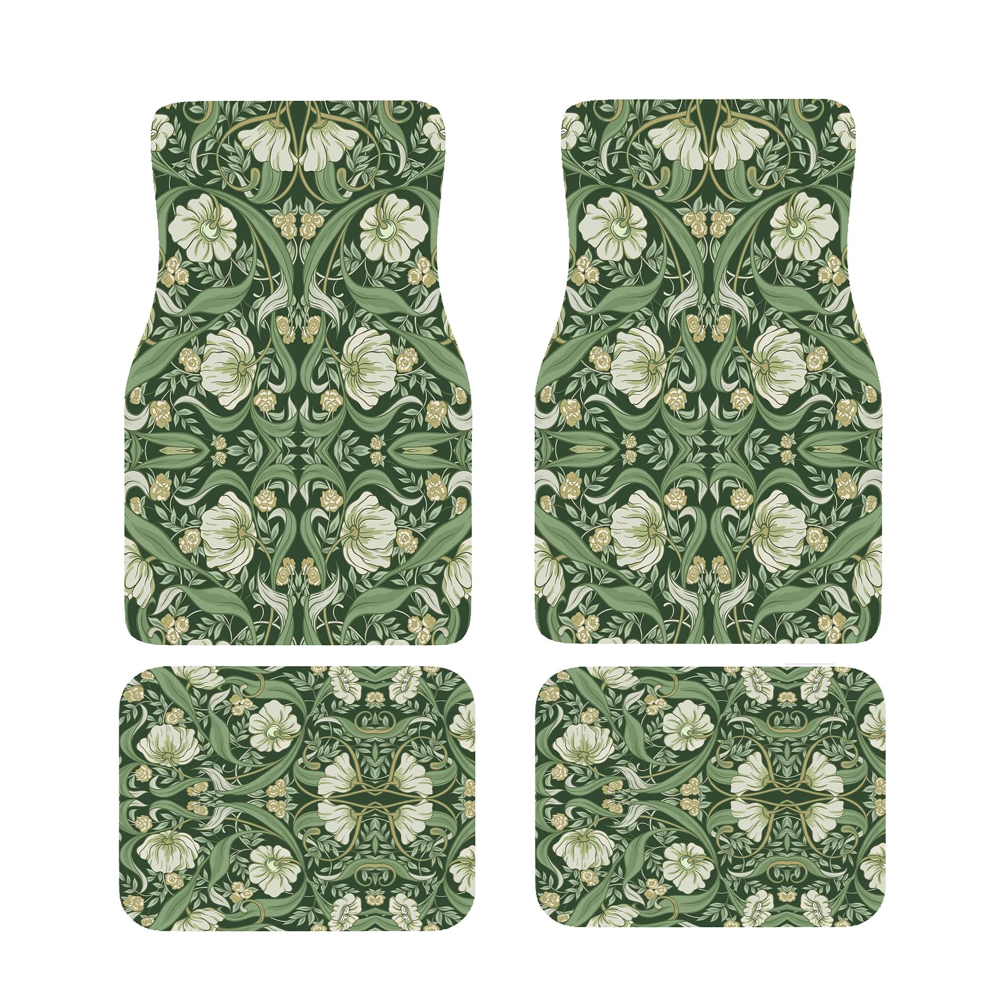 Dazzling Pops - Cute Art Print Mushroom Car Floor Mats double Layer Thick Fabric Mats With Non slip Rubber ing stylish Du - Morris Green Flower