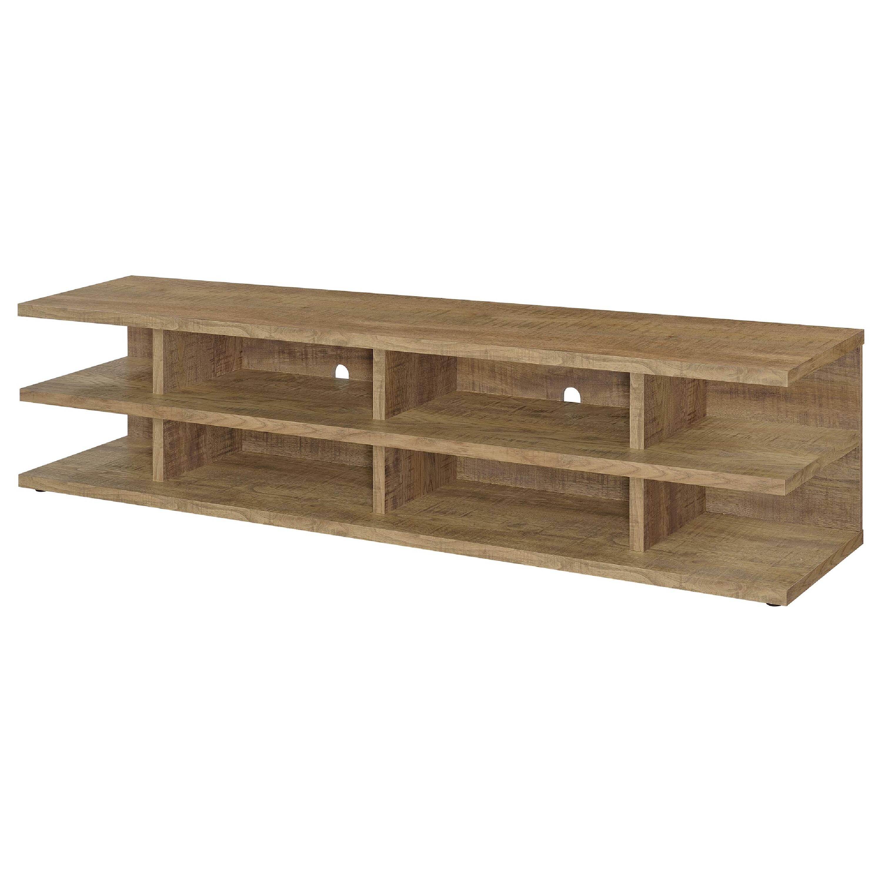 Alt View 4. Manhattan Lane - Carie TV Stand Media Console, 2-Tier Open Shelves, Mango Finish Wood - Mango Brown.