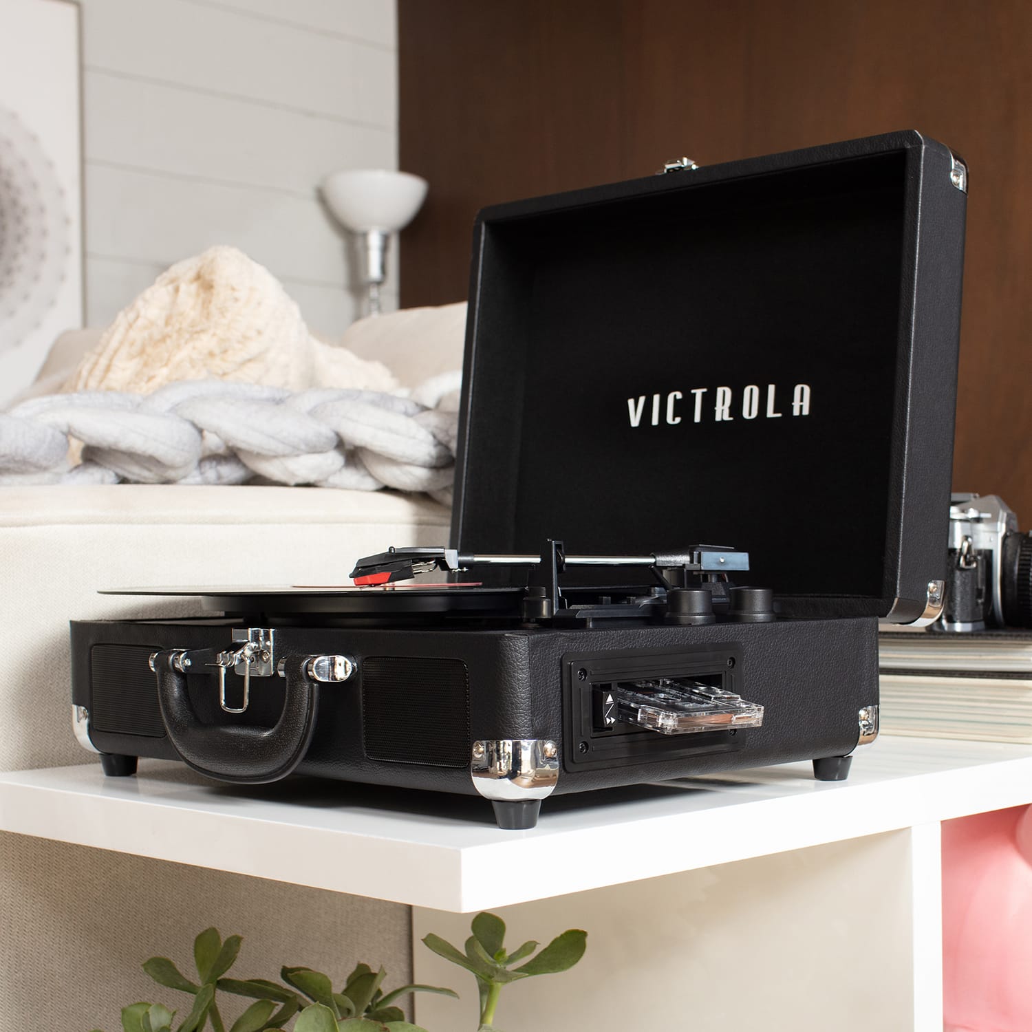 Alt View 19. Victrola - Journey+ Cassette Bluetooth Suitcase Record Player - Black.