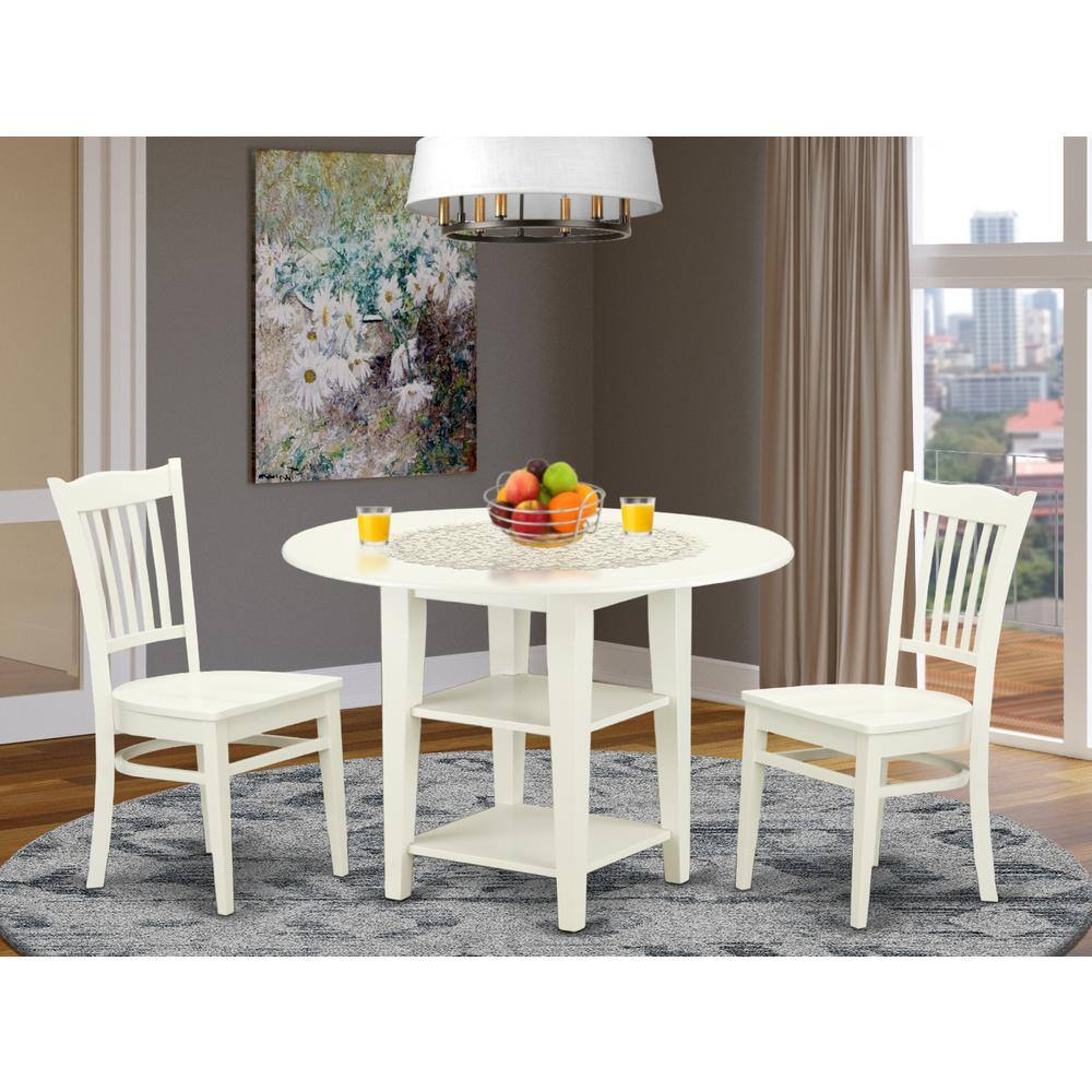 Left. East West Furniture - Dining Room Set Linen White - Brown.