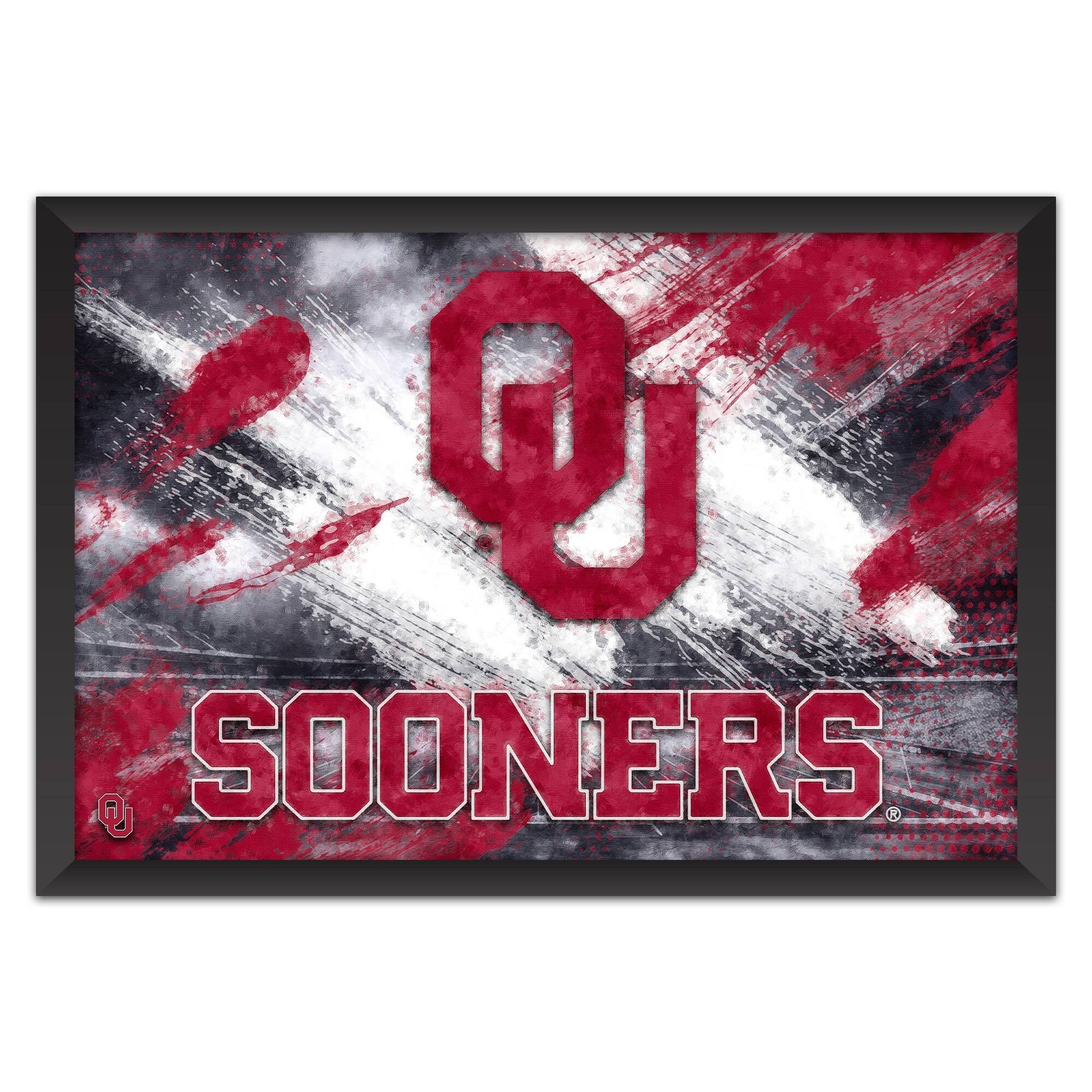 Oklahoma Sooners 27" x 39" Brush Stroke Logo Framed Art Print
