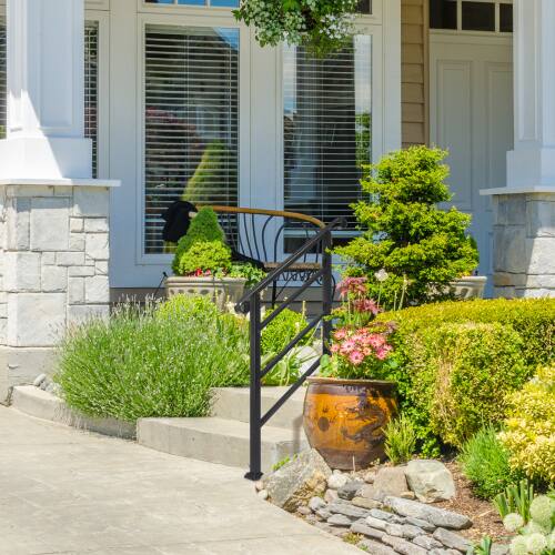 Alt View 4. Winado - 1-3 Steps Handrails Adjustable Wrought Iron Handrail Transitional Hand Rails, Stair Railing for Indoor Outdoor Garden - Black.