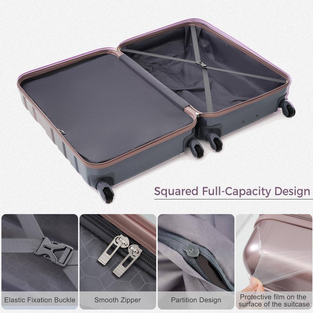 Squared Full-Capacity Design

- Elastic Fixation Buckle
- Smooth Zipper
- Partition Design
- Protective film on the surface of the suitcase