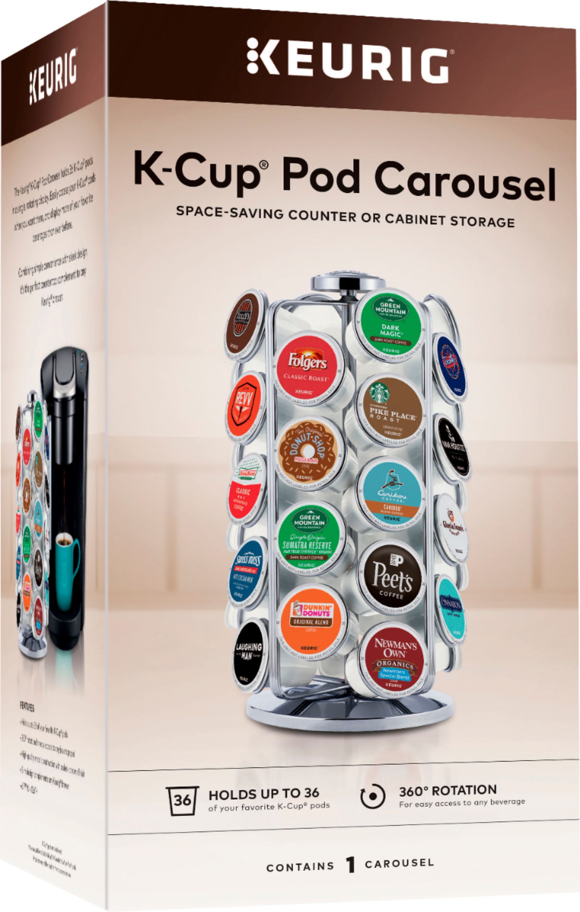 Angle View: Keurig - K-Cup Pod Carousel - 36ct Capacity - Chrome