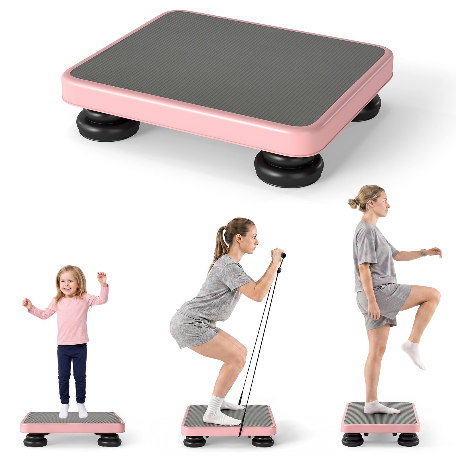 Alt View 1. Costway - Costway 24" x 20" Kids Rebounder Bouncing Board Trampolines with Elastic Rope, Non-Slip Base & Feet - Pink.