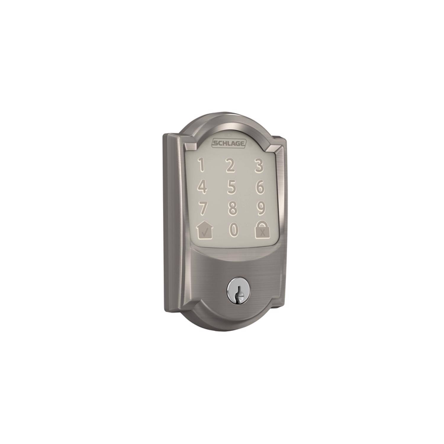Front. Schlage - Schlage Encode Satin Nickel Metal Wi-Fi Deadbolt - Nickel.