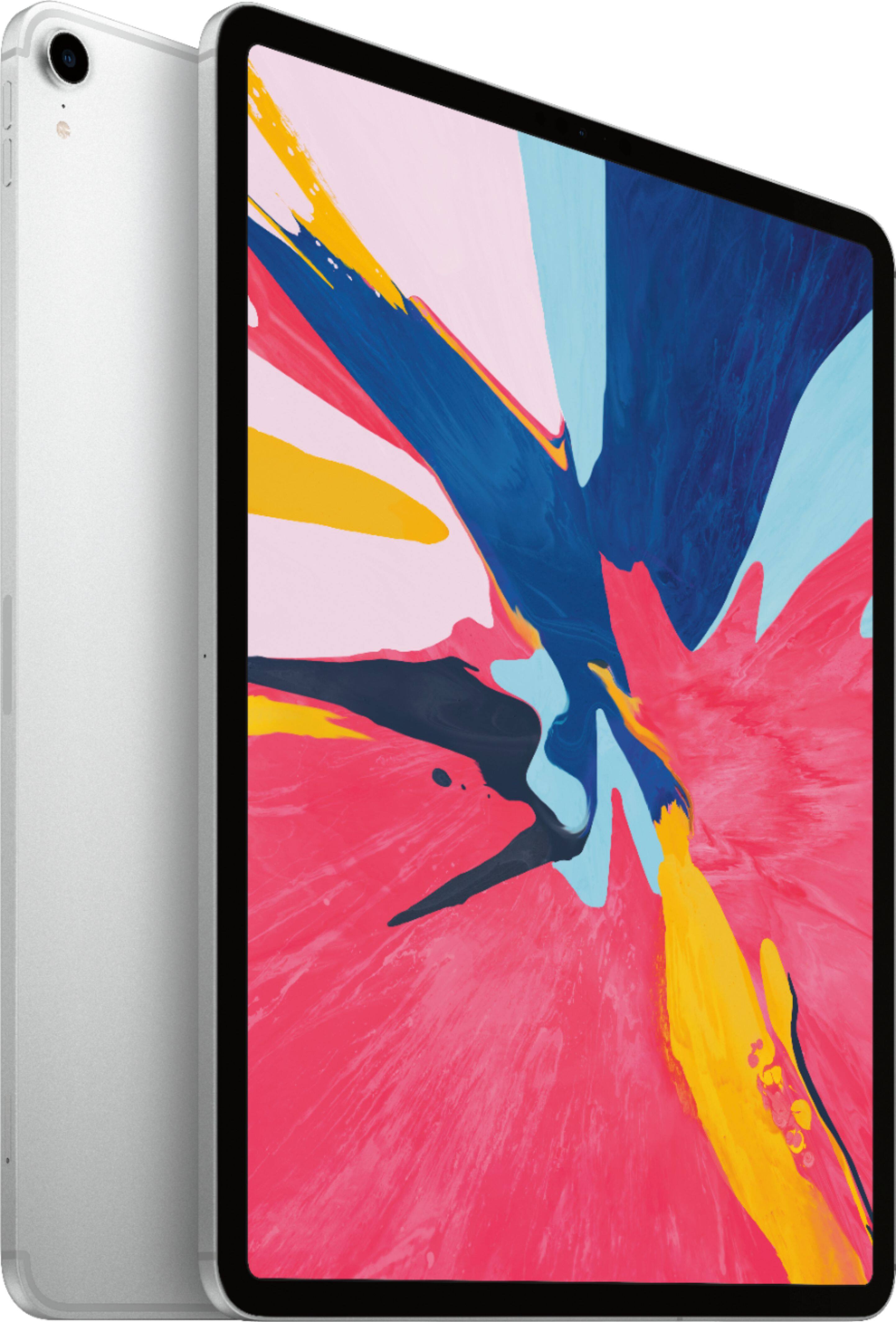 Angle View: Apple - 12.9-Inch iPad Pro (3rd Generation) with Wi-Fi + Cellular - 64GB (Sprint) - Silver