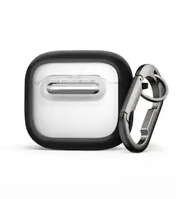 SURITCH - Case for AirPods 4 Earbuds, Compatible with MagSafe, Rugged Protective Cover with Secure Lock & Carabiner & Cleaning Kit - Black