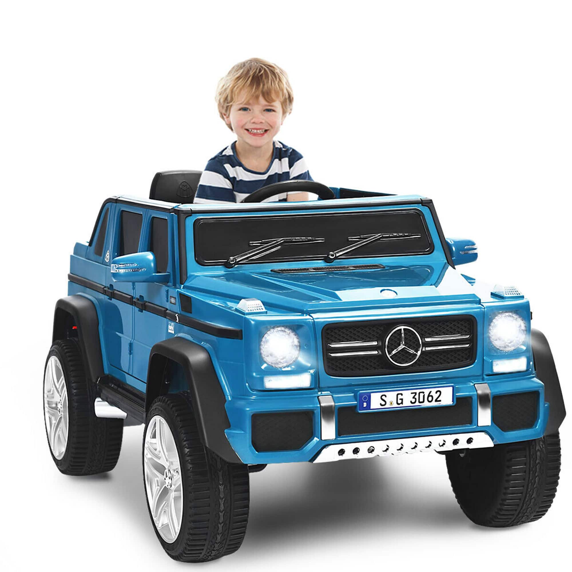 Front. Gymax - Gymax 12V Licensed Mercedes-Benz Kids Ride On Car RC Motorized Vehicles w/ Trunk Navy - Navy.
