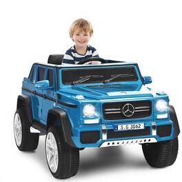 Gymax - 12V Licensed Mercedes-Benz Kids Ride On Car RC Motorized Vehicles w/ Trunk - Navy