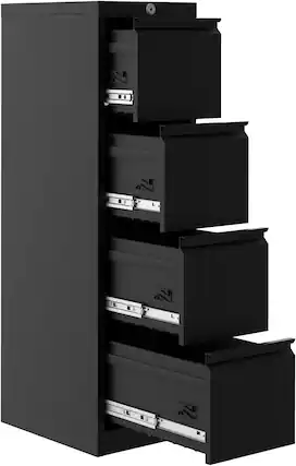 Front. Acekool - 4-Drawer File Cabinet, with Lock and Key.