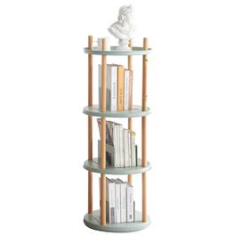 Tiramisubest - 360°Rotating Bookshelf,4 Tier Bookcase with Large-Capacity Storage Space,Multifunctional Storage Rack,Compact Design - Blue