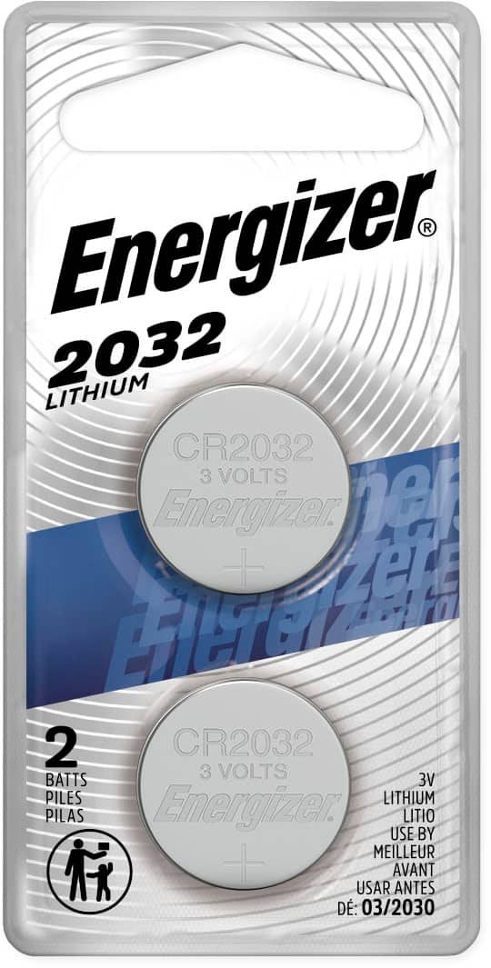 Front. Energizer - 2032 Batteries (2 Pack), 3V Lithium Coin Batteries - Silver.