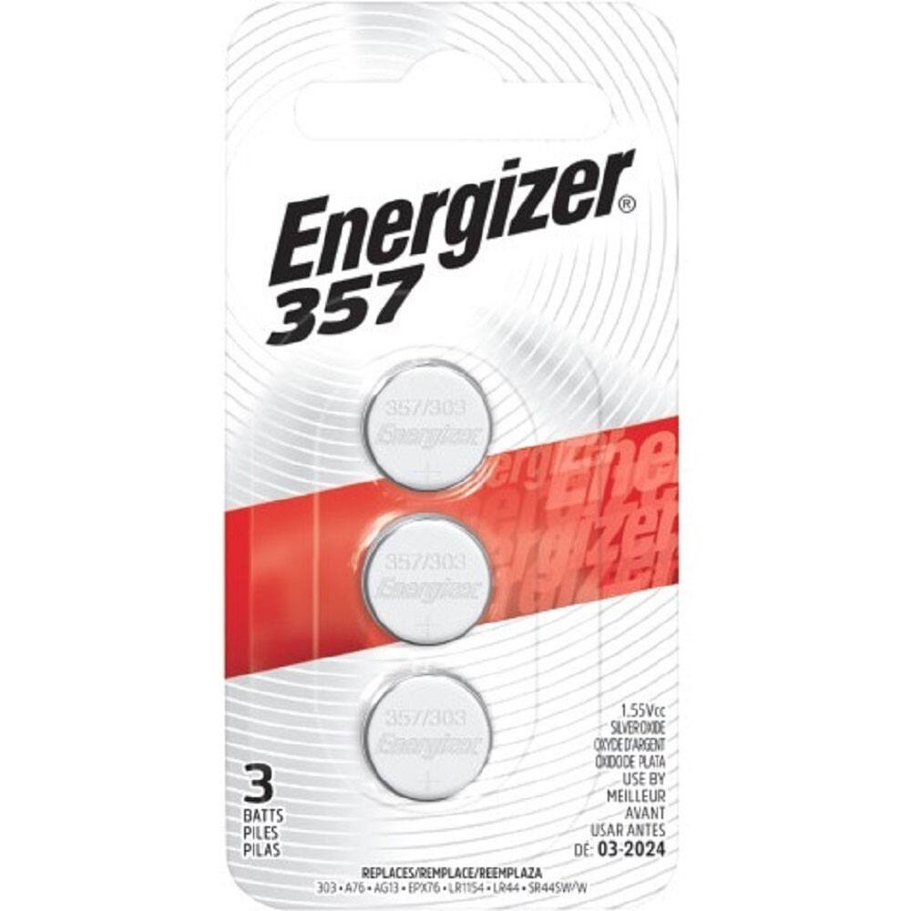Front. Energizer - 357/303 Batteries (3 Pack), Button Cell Batteries - Silver.