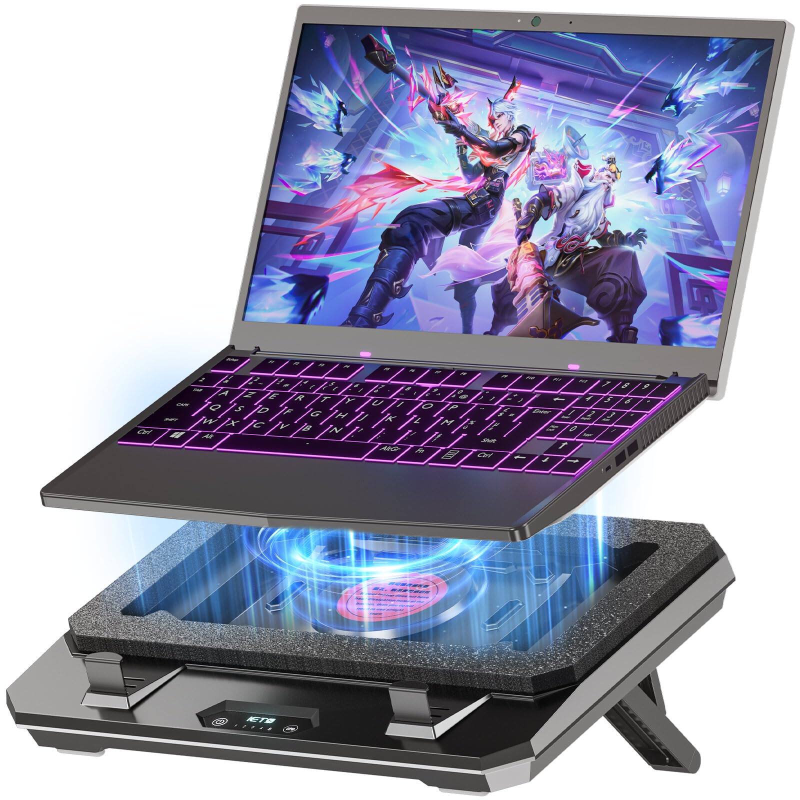 Front. HongFei - Upgraded Laptop Cooling Pad with Adjustable Stand, Turbo Cooling Fan, Air Filter & USB Hub, Fits 10–17" Gaming Laptops.