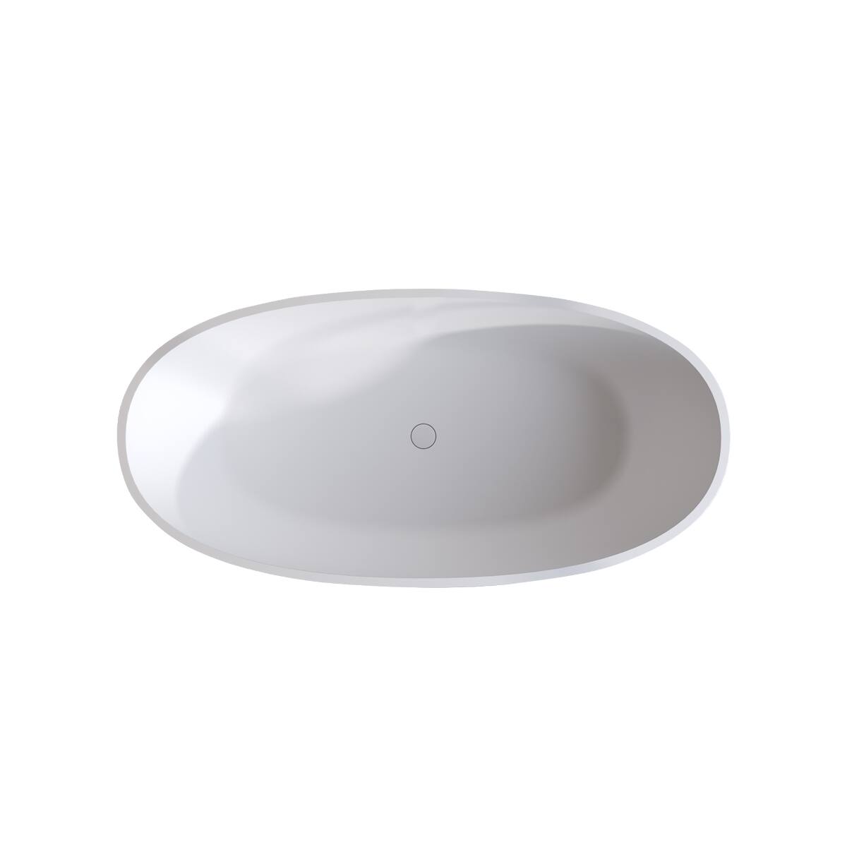 Alt View 8. Loheer - Loheer 66.9 in Solid Surface Freestanding Soaking Bathtub Matte White Oval Tub with Overflow Drain - Matte White.