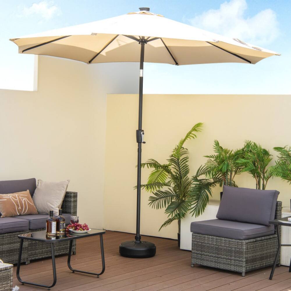Left. Mondawe - 27 lbs Fillable Round Umbrella Base Stand for Yard Garden Poolside - Black.
