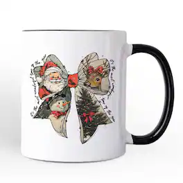 OrnamentallyYou - Coquette Christmas Bow Mug, It's Most Wonderful Time Of The Year Vintage Gift - White