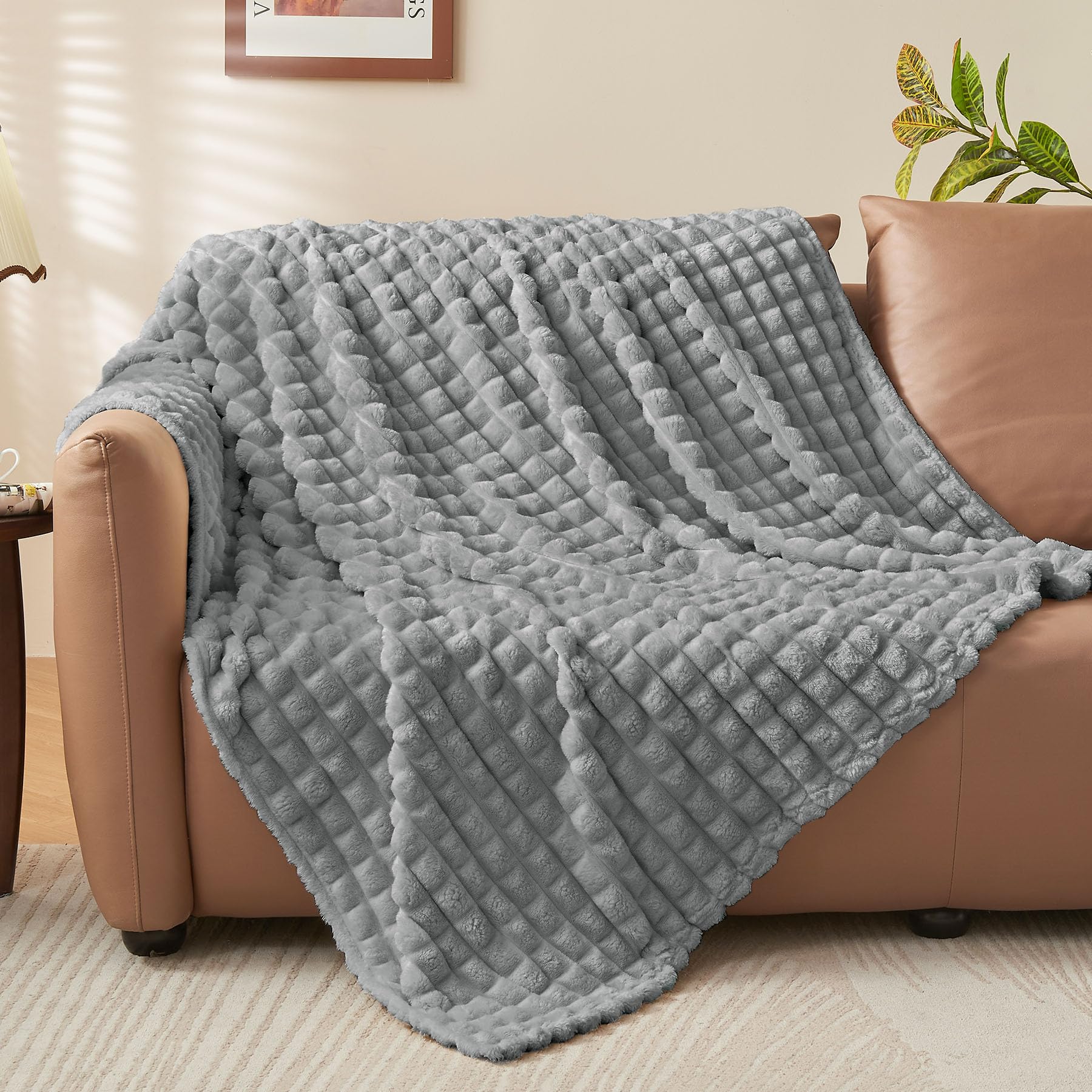 Alt View 6. Refined Abode Design - Throw Blanket For Couch And Bed  Super Soft Warm 3d Checkered Fluffy Fuzzy Fleece Luxurious Plush Cozy Room - Berry Pulple Twin(60"x80").