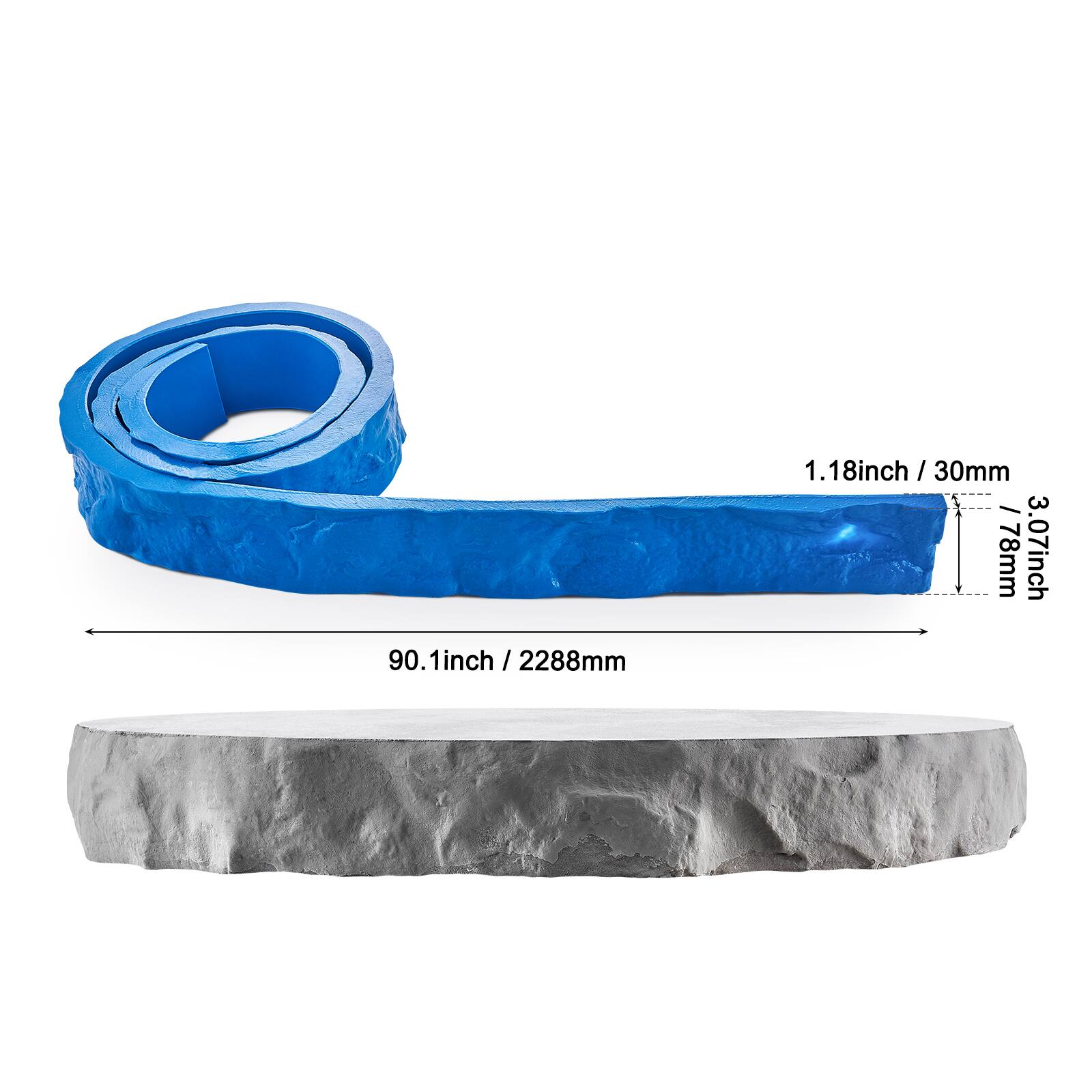 90.1 inch / 2288 mm  
1.18 inch / 30 mm  
3.07 inch / 76 mm