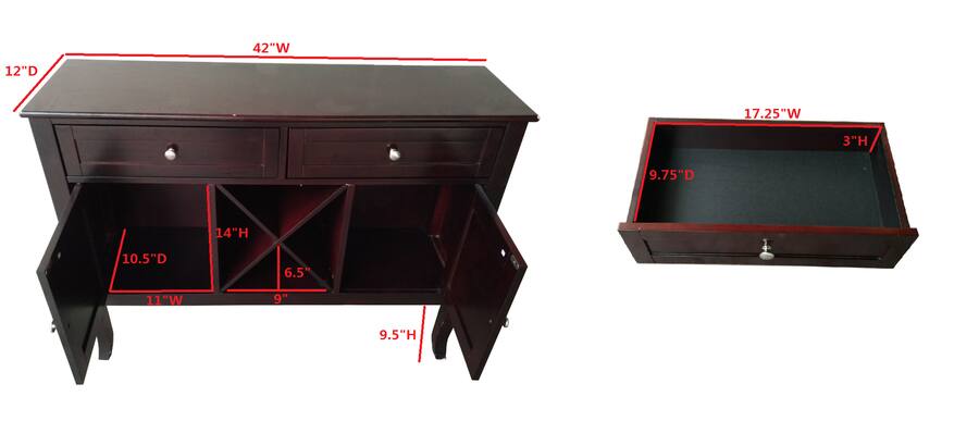 Kings Brand Furniture Morovis Wine Cabinet Breakfront Buffet Storage ...