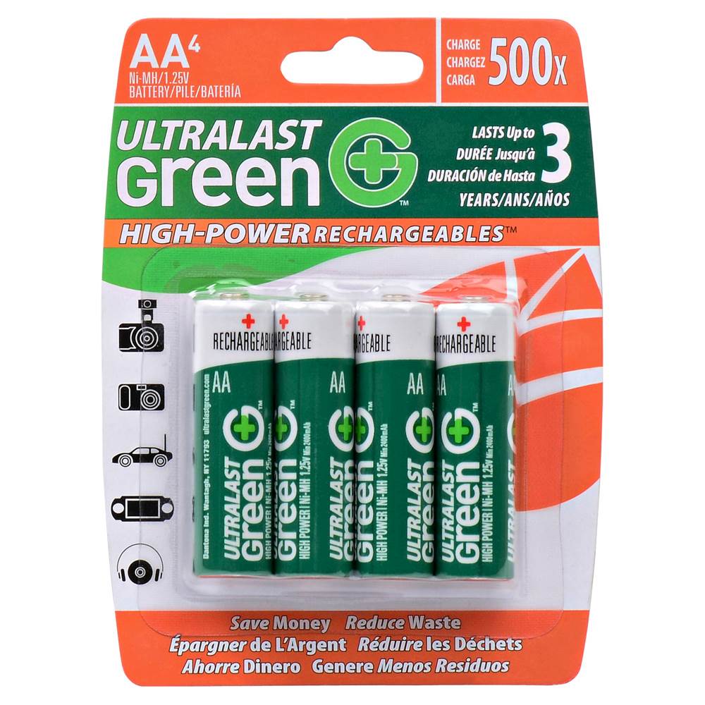 UltraLast Green - High-Power Rechargeablesâ„¢ Rechargeable AA Batteries (4-Pack) was $23.95 now $13.99 (42.0% off)