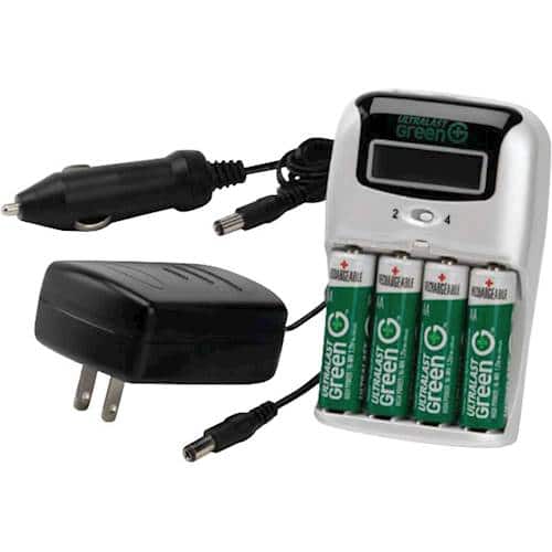 Front. UltraLast - Swift Charger™ with 4 AA Batteries - White.