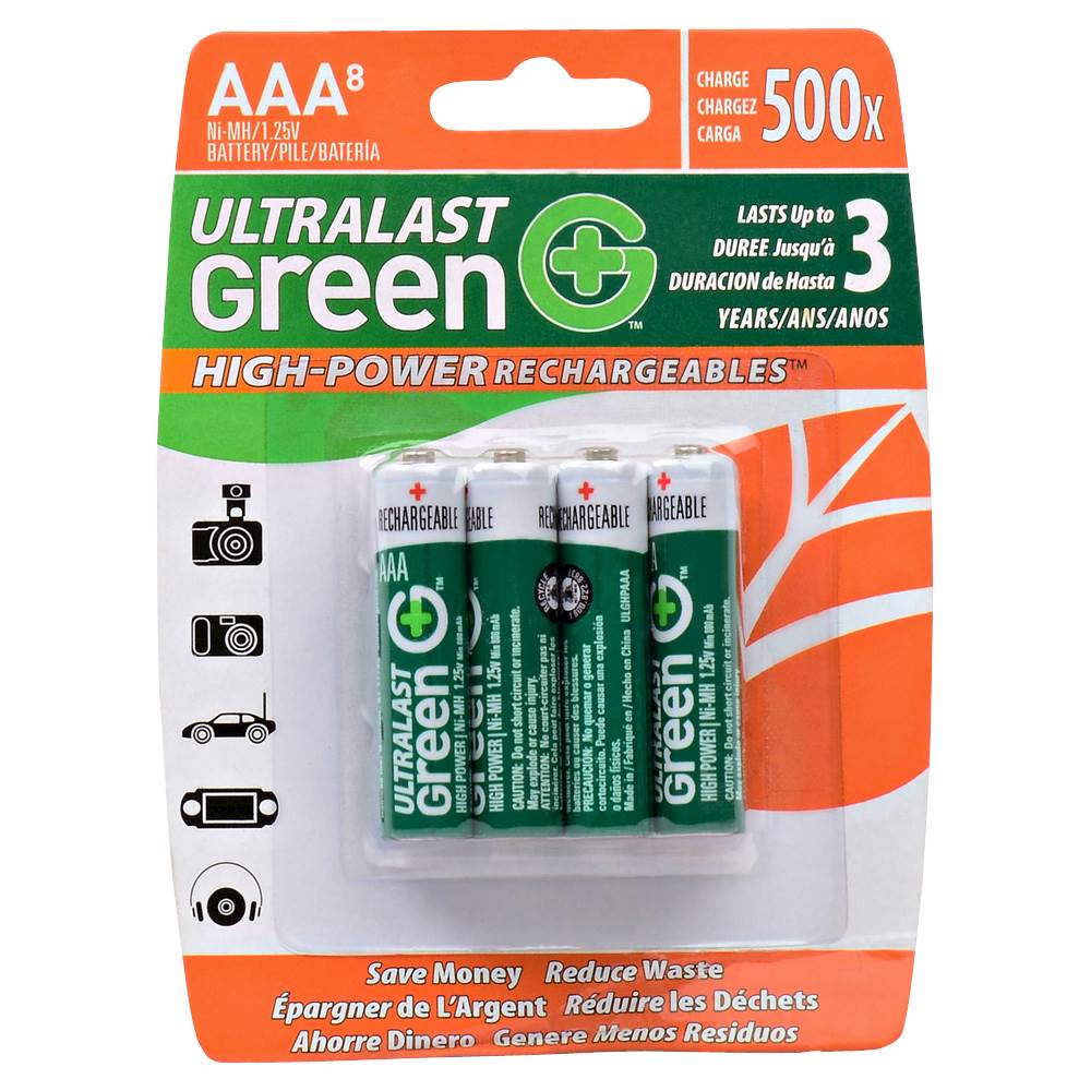 UltraLast Green - High-Power Rechargeablesâ„¢ Rechargeable AAA Batteries (8-Pack) was $29.95 now $21.99 (27.0% off)