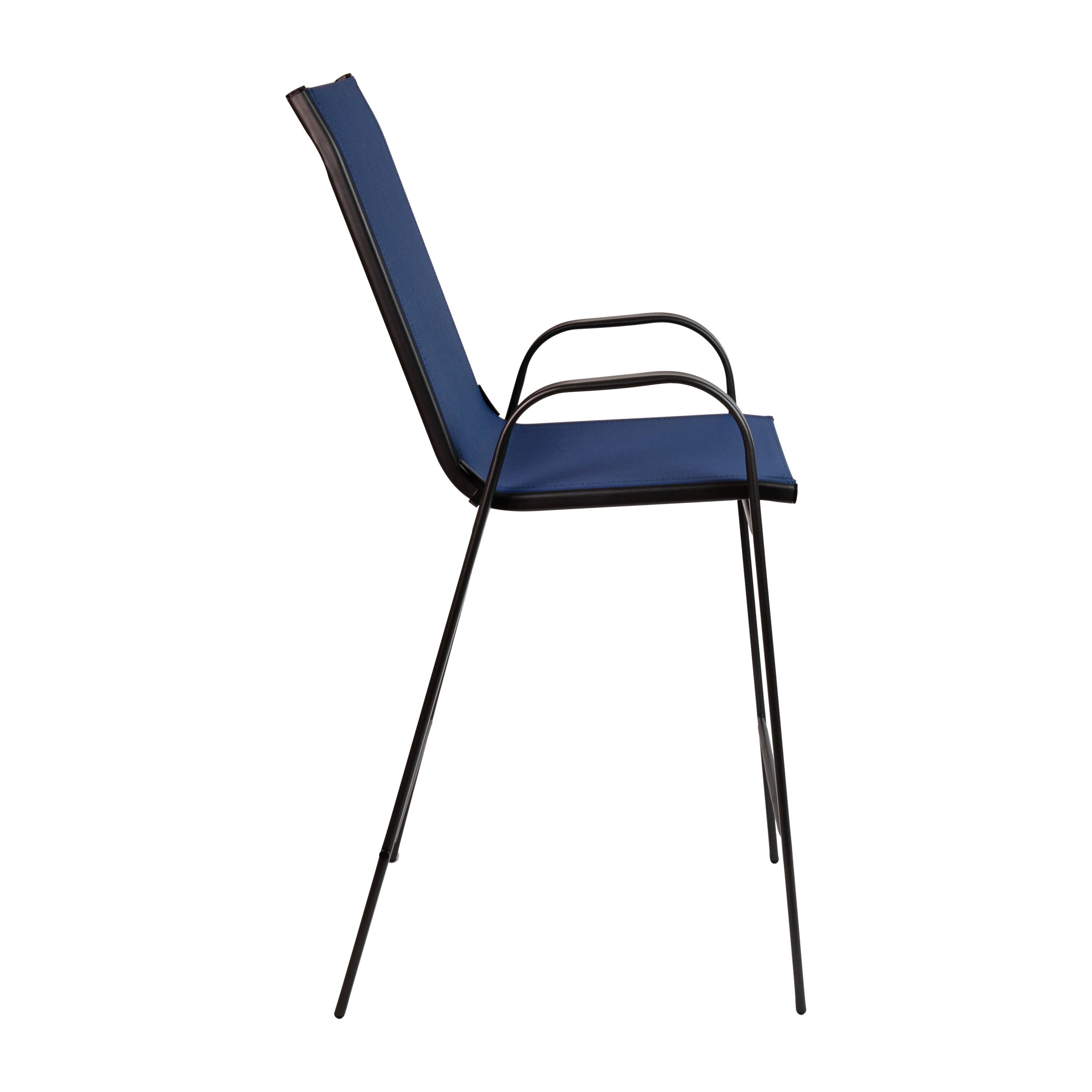 Alt View 7. Emma + Oliver - 4 Pack Outdoor Barstools with Flex Comfort Material-Patio Stool - Navy.